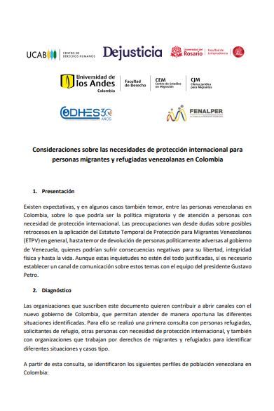 Consideraciones protección internacional - Gobierno Petro